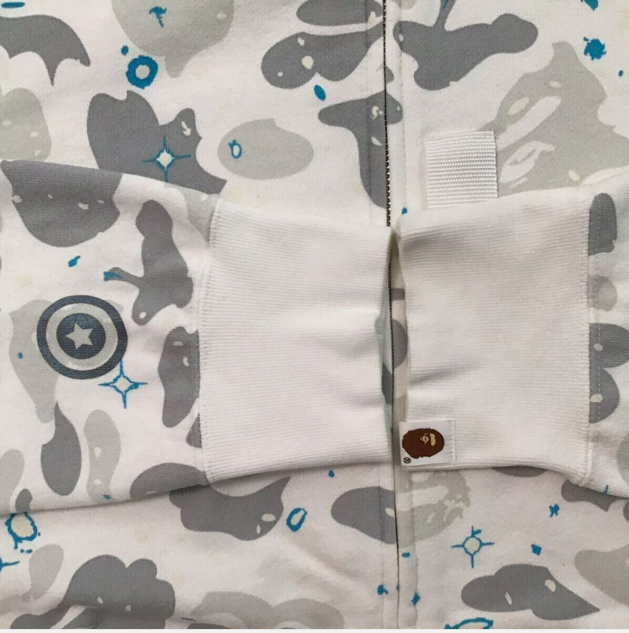 BAPE Space Camo Shark Full Zip Up Hoodie - White - Glow In The Dark