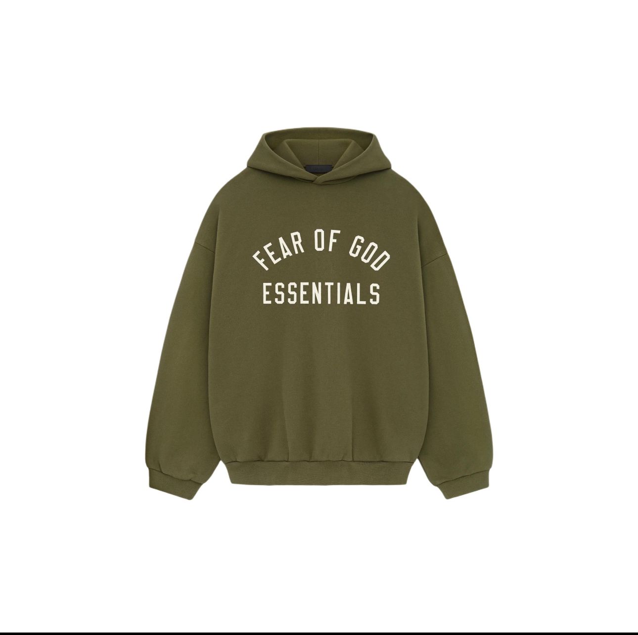 Fear of God State Essentials Hoodie - Army Green - White Print