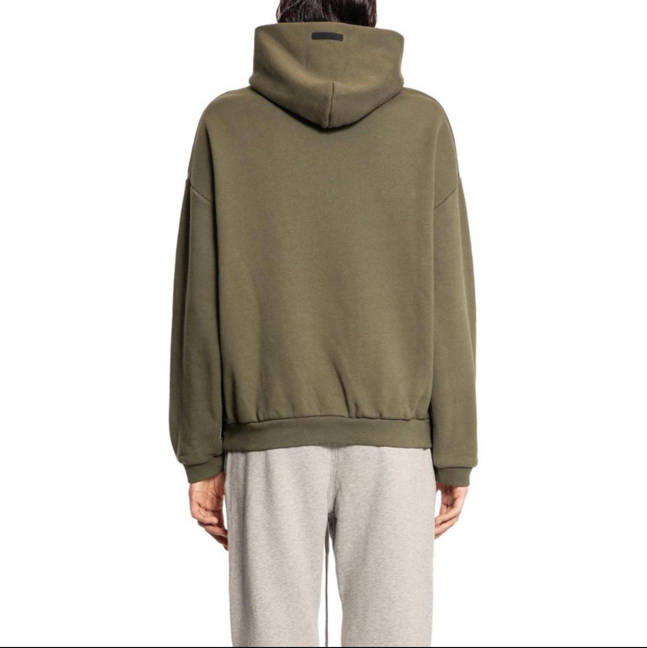 Fear of God State Essentials Hoodie - Army Green - White Print