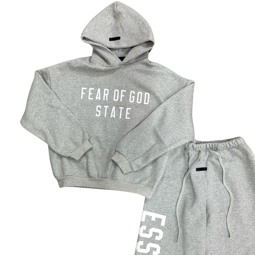 Fear of God State Essentials Sweat Suit - Grey White Print