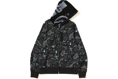 BAPE Space Camo Shark Full Zip Up Hoodie - Black - Glow In The Dark