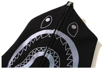 BAPE Space Camo Shark Full Zip Up Hoodie - Black - Glow In The Dark