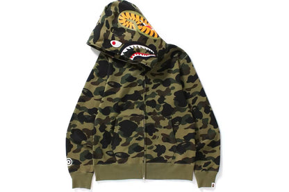 BAPE Camo Shark Full Zip Up Hoodie - Green