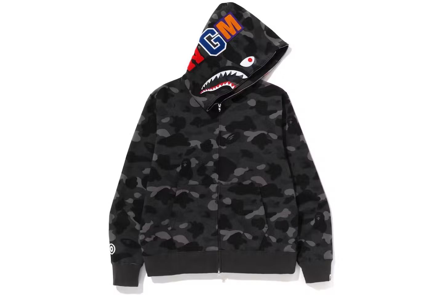 BAPE Camo Shark Full Zip Up Hoodie - Grey