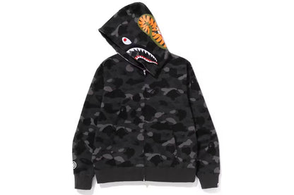 BAPE Camo Shark Full Zip Up Hoodie - Grey