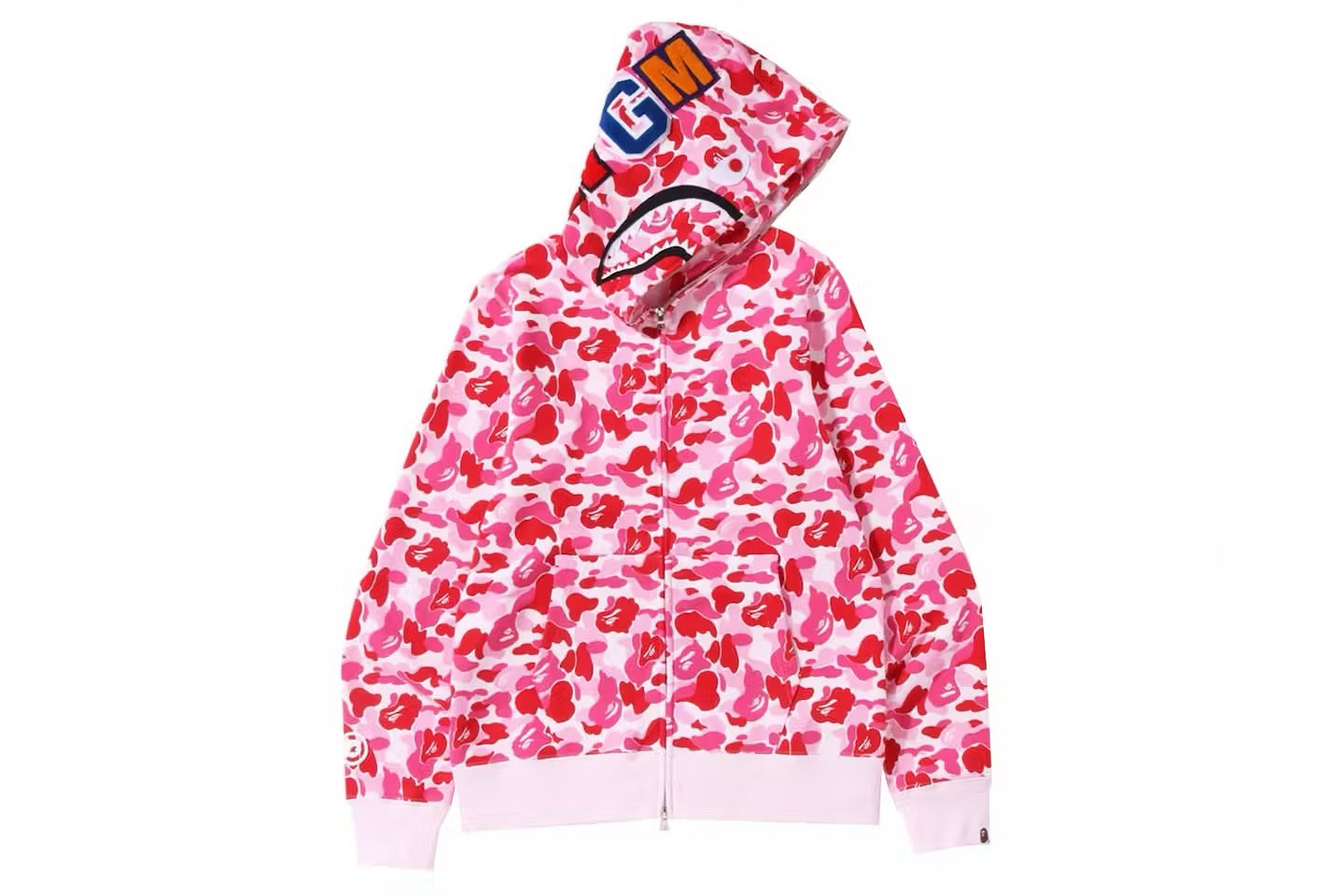 BAPE Camo Shark Full Zip Up Hoodie - Pink