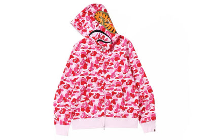 BAPE Camo Shark Full Zip Up Hoodie - Pink