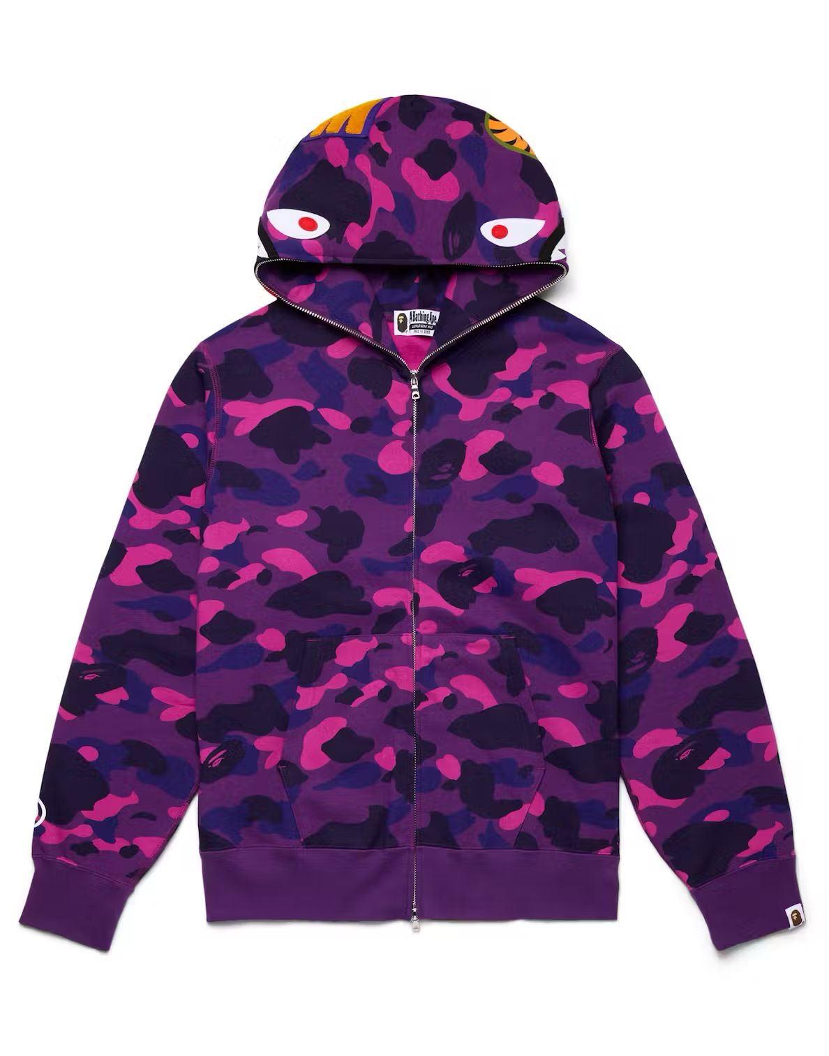 BAPE Camo Shark Full Zip Up Hoodie - Purple