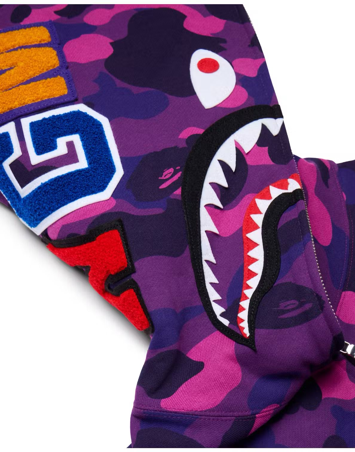 BAPE Camo Shark Full Zip Up Hoodie - Purple