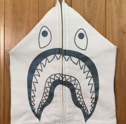 BAPE Space Camo Shark Full Zip Up Hoodie - White - Glow In The Dark