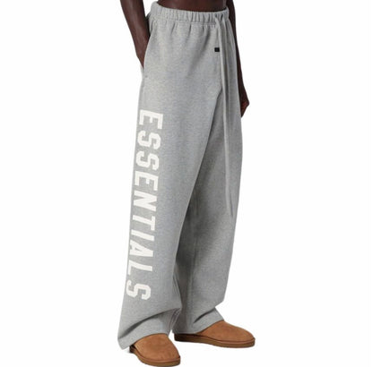 Fear of God State Essentials Relaxed Sweatpants  - Heather Grey - White Print