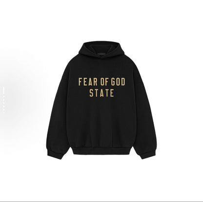 Fear of God State Essentials Hoodie - Black - Yellow Print