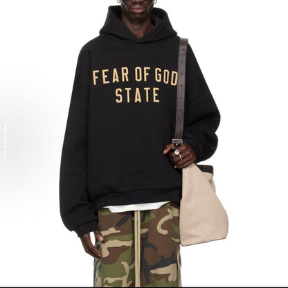 Fear of God State Essentials Hoodie - Black - Yellow Print