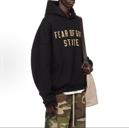 Fear of God State Essentials Hoodie - Black - Yellow Print