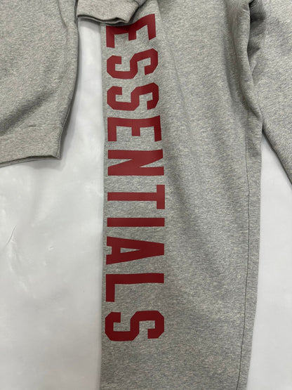 Fear of God State Essentials Hoodie - Heather Grey - Red Print