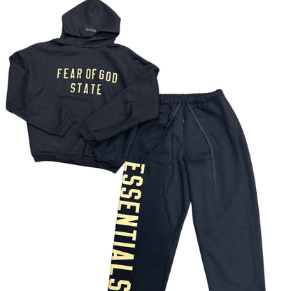 Fear of God State Essentials Sweat Suit - Black Yellow Print